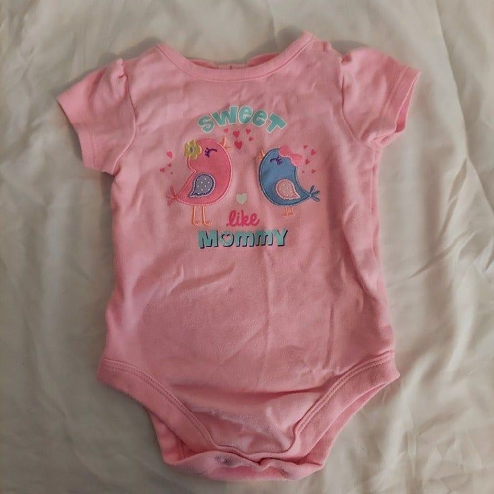 Garanimals Baby Girl One Piece 3 -  6 Months Pink Blue Birds Sweet Like Mommy